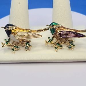 NEW Rhinestone Enamel Bird Brooches